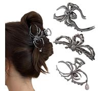 3 fermagli per capelli con scheletro a forma di ragnatela nera, per donne e ragazze, hiphop in metallo di grandi dimensioni medie per capelli spessi e sottili, accessori per capelli gotici per feste