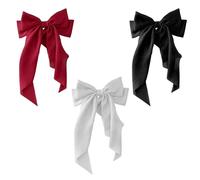 3 fermagli per capelli da donna, fermagli per capelli francesi fissi, accessori per feste di compleanno, clip primaverili, lunghi raso di seta minimalista retrò (nero, bianco, rosso)