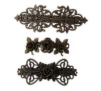 3 fermagli per capelli da donna in bronzo anticato con rosa, forcine per capelli retrò vintage in metallo, gioielli per capelli francesi