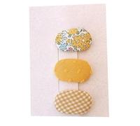 3 fermagli per capelli in tessuto, ovali floreali colorati dolci e carini, fatti a mano, mini fermagli per capelli gialli