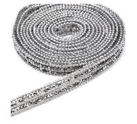 3 file di perline con catena di diamanti strass nastro adesivo decorativo abito cintura jeans bordo fai da te striscia adesiva per indumenti (colore 1)