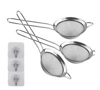 3 filtri a maglia fine, 8 cm, in acciaio inox, piccolo colino da tè, perfetto per setacciare, filtrare, scolare, scolare, ottimo per setacciare ingredienti secchi, farina, pasta, riso, tè
