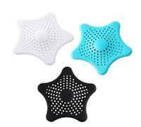 3 filtri di drenaggio in silicone a stella marina, filtro per capelli anti-intasamento, per bagno e cucina, filtro di scarico per doccia, vasca da bagno, lavello e cucina (bianco, nero, blu)