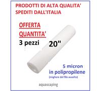 3 Filtri Sedimenti 20" 5 mcn ricambio osmosi inversa acquario depuratore acqua