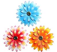 3 fiori decorativi da parete in metallo 3D a forma di margherita, decorazione da parete a più strati, rustica, stile bohémien, decorazioni per interni ed esterni, casa, soggiorno, ufficio, giardino,