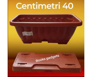 3 Fioriere Balcone con Sottovaso a Incastro Sistema Riserva Acqua Lunghezza 40cm