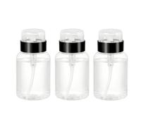 3 flaconi dispenser vuoti da 200 ml, con chiusura a pressione, per smalto e struccante, toner facciale, portatili, ricaricabili, in plastica trasparente, contenitori cosmetici con tappo nero