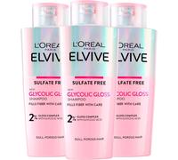 L'Oréal Paris Elvive Glycolic Gloss Shampoo con Acido Glicolico per Capelli Spenti e Porosi Lucentezza Intensa e Duratura - 3 flaconi da 200 ml