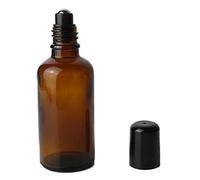 3 flaconi roll-on in vetro marrone con sfere in acciaio inox e tappo nero - Essential olio profumo, labbra, cosmetico gloss Balms (50 ml)