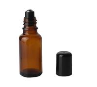 3 flaconi roll-on in vetro marrone con sfere in acciaio inox e tappo nero - Essential olio profumo, labbra, cosmetico gloss Balms (20 ml)
