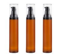 3 flaconi vuoti da 50 ml, in plastica marrone opaco, con pompa nera e tappo a pompa, ricaricabili, da viaggio, dispenser per cosmetici, per fondotinta Essence