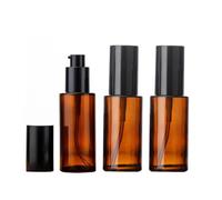 3 flaconi vuoti in vetro ambrato da 50 ml, dispenser per sapone con tappo nero, ricaricabili, cosmetici, crema, rimozione olio, fondotinta, contenitori da viaggio