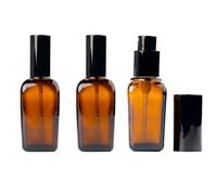 3 flaconi vuoti per lozioni in vetro ambrato quadrato per cosmetici da viaggio, per lozioni e lozioni, dispenser con pompa nera testa e tappo per emulsione oli essenziali liquidi