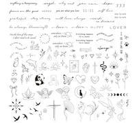 3 Fogli Tatuaggi Temporanei Donna Ragazza Tattoo Temporanei Scritte Semipermanenti Tatto Finti Farfalla Angelo Cuore Trasferelli Dura 1-2 Settimane
