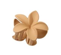3 forcine per capelli, belle e alla moda, grandi, 8 cm, con fiore di plumeria, 13 cm, quadrate, opache, accessori per capelli da donna (cachi satinati)