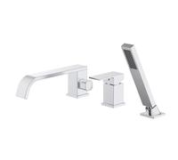 3 fori Ch Bath T con miscelatore a cascata doccia valvola deviatore monocomando leva lunga bocca girevole - Ele rubinetto da bagno per arredamento moderno