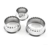 3 formine da pasticceria in acciaio inox, perfette per fare torte, gnocchi e biscotti a casa
