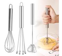 3 frusta in acciaio inox, frusta per mescolare mini frusta da neve, con perline, frusta semiautomatica, per miscelare mini frusta da cucina, argento