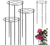 3 gabbie e supporti per peonie da 80 x 32 cm, supporti per piante da esterno, pali di supporto per peonie in metallo da 7 mm con gabbia a griglia, anelli di supporto per fiori da giardino per peonie
