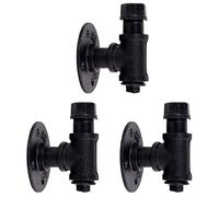 3 ganci appendiabiti da parete in stile vintage industriale, in ferro, per accappatoi, asciugamani, borse, ombrelli, colore nero antico, per decorare la casa