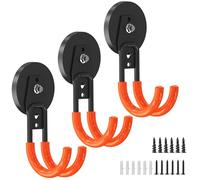 3 ganci magnetici grandi, resistenti, per garage, rivestimento antiscivolo, possono essere fissati con magneti o viti per appendere attrezzi da garage (gancio a forma di J)