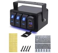 3-Gang Marine Switch Panel 12V/24V with Voltmeter | 3 independent rocker switches, 12V/24V system, digital voltage display, easy device management
