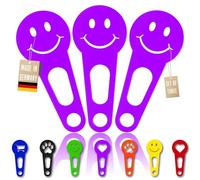 3 gettoni per il carrello della spesa, rimovibili immediatamente come portachiavi; 3 pezzi in un set Sblocca carrello Sblocca carrello (Viola, Happy Face)