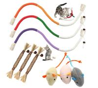 3 Giochi per gatti con erba gatta con 3 corde per masticare, 3 Gatto Mouse Giocattolie 3 bastoncini di catnip gatti - Favorisce la cura dentale e l'autointrattenimento - Perfetto per attivi