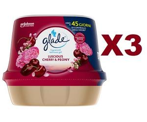 3 GLADE FRAGANCED BATHROOM DEO GEL CHERRY & PEONY BAGNO 180GR DEODORANTE