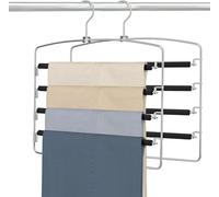 3 grucce in filo a 4 strati, multipli per pantaloni, organizer per guardaroba, salvaspazio, antiscivolo, antiscivolo, stabile per pantaloni, salvaspazio (3 pezzi)