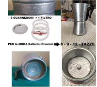 3 GUARNIZIONI + FILTRO PER LA CAFFETTIERA JOLLY 6/9/12 TZ BALLARINI RIVAROLO