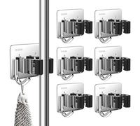 3-H Appendi Scope a Muro Adesivo Forte 6 Pezzi,Portascope da Muro SUS304 Acciaio Inox,Porta Scope Parete Impermeabile 10KG Carico con Ganci senza Perforazione per Cucina, Garage, Bagno, Giardino
