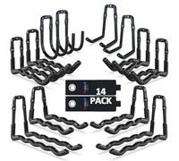 3-H Ganci da garage resistenti, confezione da 14, ganci da parete per garage, ganci da parete per garage, organizer per scale, biciclette, sedie, mangiatori di erbacce, pale, attrezzi da giardino