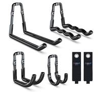 3-H Porta Attrezzi da Parete 6 Pezzi, Appendi Bici da Muro in Acciaio con Stampaggio Integrato, Portabici da Muro 40 kg Carico Porta Bici da Muro per Scala, Bicicletta, Tubo, Pala in Giardino,Garage