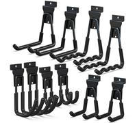 3-H Slatwall Accessories 10 Pack, Slatwall Hooks & Hangers 5 Sizes, Slat Wall Hanging Hooks, Proslat Accessories for Garage Wall Panels Organzing Garden Tools Chairs Ladder(Black)