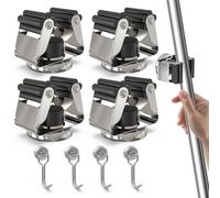 3-H Supporto magnetico per scopa con forte gancio magnetico, confezione da 8, supporto da parete senza trapano, in acciaio inox, per garage, giardino, capanno, lavanderia, casa, cucina, argento