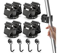 3-H Supporto magnetico per scopa con forte gancio magnetico, confezione da 8, supporto da parete senza trapano, in acciaio inox, per garage, giardino, capanno, lavanderia, casa, cucina, nero