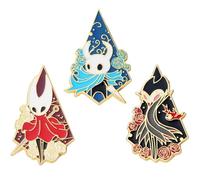 3 Hollow Knights Figure Badge Distintivo, The Knight Spilla Carina, Game Distintivo in Metallo, Hollow Knights Cosplay Accessori Borsa Decko