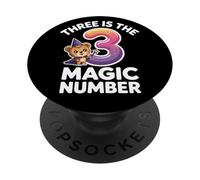 3 Il numero magico divertente 3° compleanno leone carino PopSockets PopGrip Adesivo
