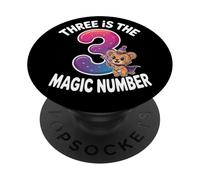 3 Il numero magico divertente 3° compleanno leone carino PopSockets PopGrip Adesivo
