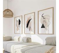 3 Immagini Set-Poster Moderni Astratti Con Geometria e Linee In Stile Nordico Stampe Artistiche da Parete su Tela Quadri Cucina Ufficio Stanza Decorazione Della Casa Estetica-30x45cm (senza telaio)
