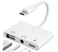 【3 in 1】 Adattatore USB C Jack 3.5 mm con Adattatore per Charger 60W OTG, Splitter per Auricolari Audio di Tipo C a Aux per iPhone 17/16/15 Samsung Galaxy S25 Ultra/ A56/ S24 S23 i-Pad Pro Air Pixel