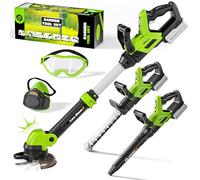 3 in 1 Attrezzi da Lavoro Bambini con Gilet Portautensili, Decespugliatore Giocattolo, Soffiatore Foglie con Suoni, Giocattolo per esterni,Giochi da Giardino per Bambini,Giochi Bambino dai 3 ai 8 anni