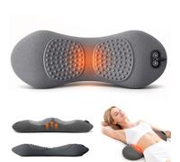 3-in-1 Back Massager for Sciatica,with Heat,Vibration,Airbag Traction，Gray | Waist Massage Support Pillow,Deep Tissue,Muscle Relax,Adjustable Memory Foam Lumbar Support for Office,Home & Car