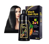 3-In-1 Black Hair Colour Shampoo, Herbal Shampoo To Darken Hair, Fast-Acting Formula, Semi-Permanent Grey Coverage, For Men and Women, Restores Shine (Black)