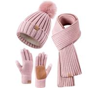3 in 1 Cappello Di Guanti E Sciarpa Set Invernale Da Donna, Cappello Beanie