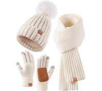 3 in 1 Cappello Di Guanti E Sciarpa Set Invernale Da Donna, Cappello Beanie