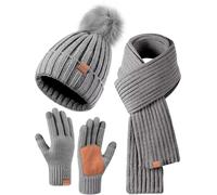 3 in 1 Cappello Di Guanti E Sciarpa Set Invernale Da Donna, Cappello Beanie