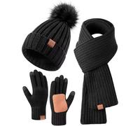 3 in 1 Cappello Di Guanti E Sciarpa Set Invernale Da Donna, Cappello Beanie