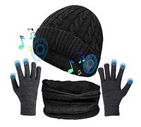 3 in 1 cappello invernale bluetooth cappello, set di guanti sciarpa cappello unisex, cappello invernale 5.0 cappello musica bluetooth, cuffie lavorate a maglia sciarpa guanti touchscreen